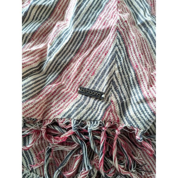 Billabong Striped Fringe Poncho S/M Red/Blue/Tan Beach Cover up Bikini Swimsuit - Picture 8 of 10